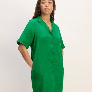 Everlane Women's Shirtdress in Linen in Grass Green, Size Small